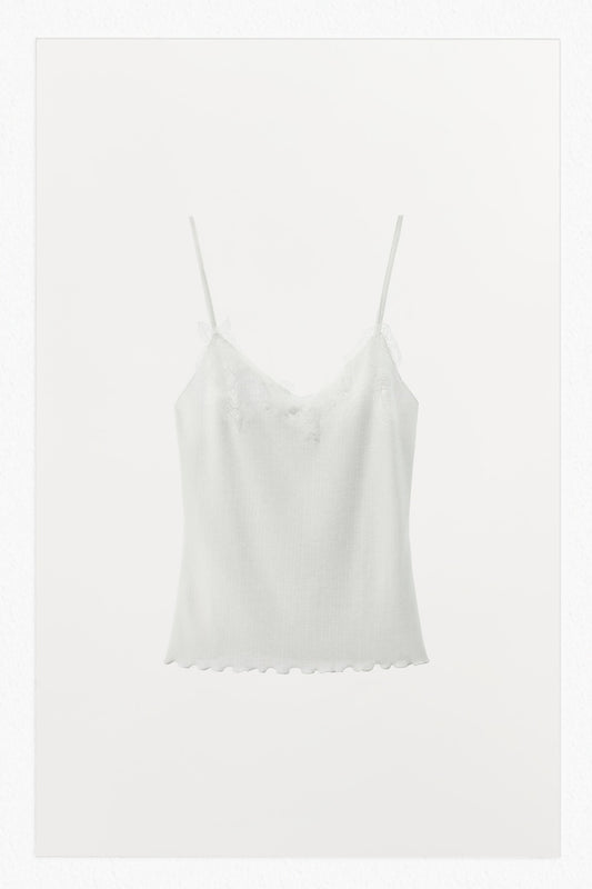 POINTELLE LACE STRAPPY TOP