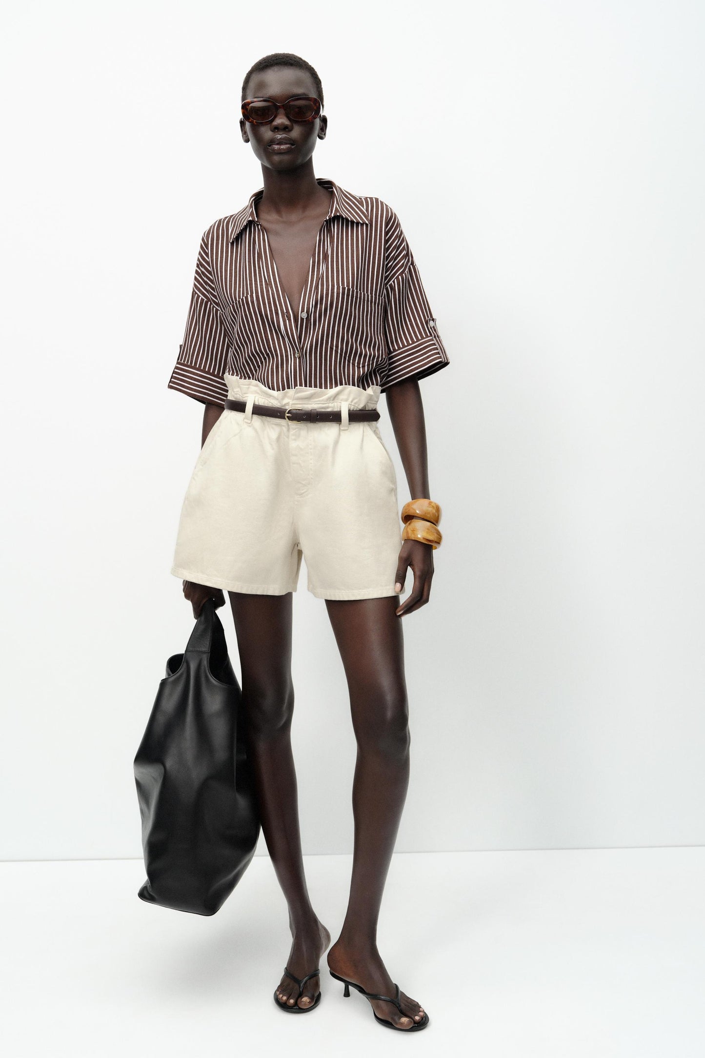Z1975 DENIM PAPERBAG BELTED SHORTS