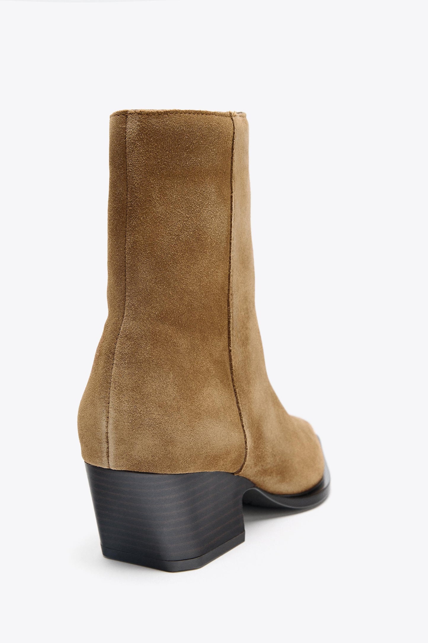 SPLIT LEATHER HEELED ANKLE BOOTS