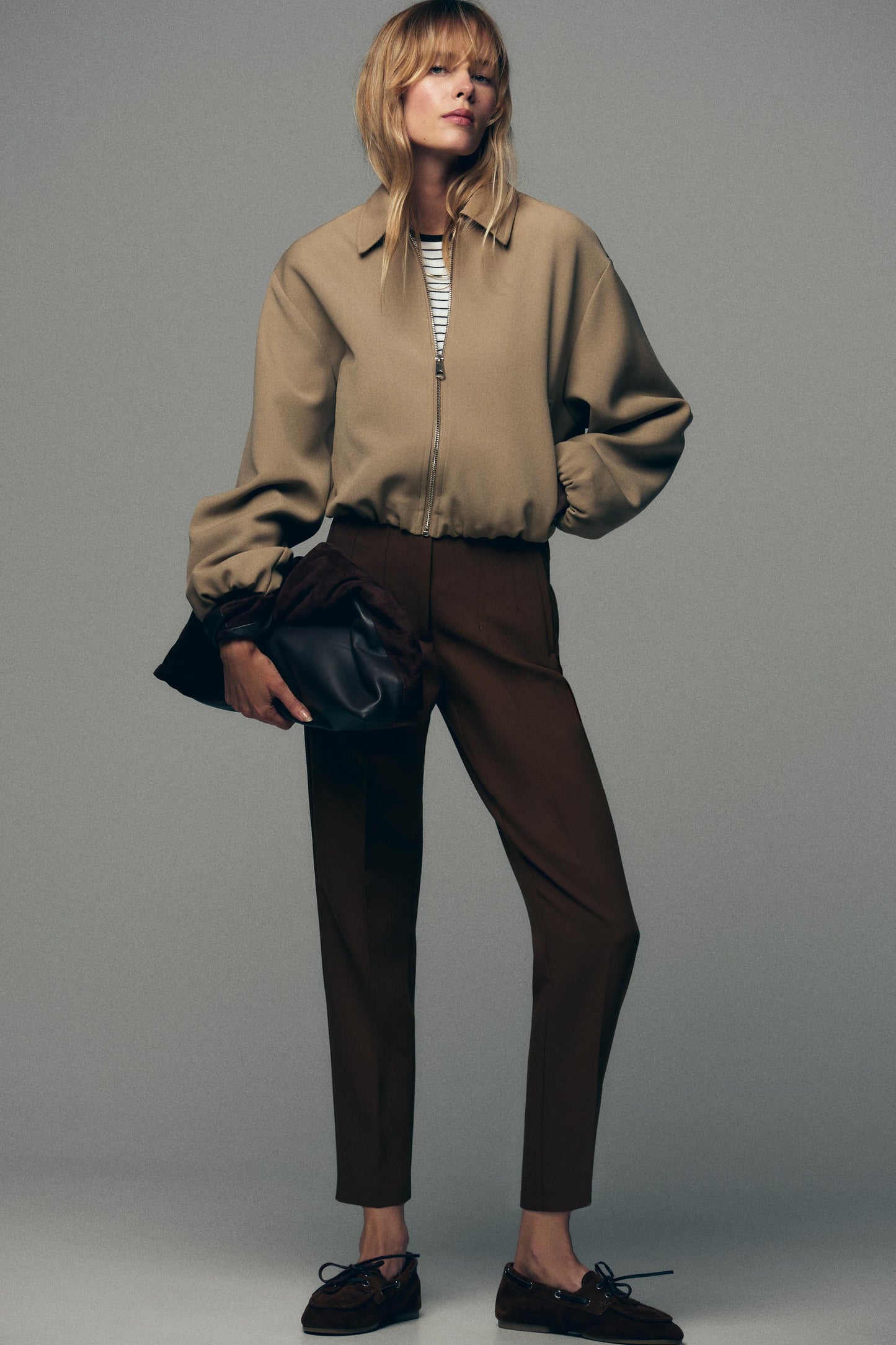 PUFFED ZIPPERED BOMBER JACKET