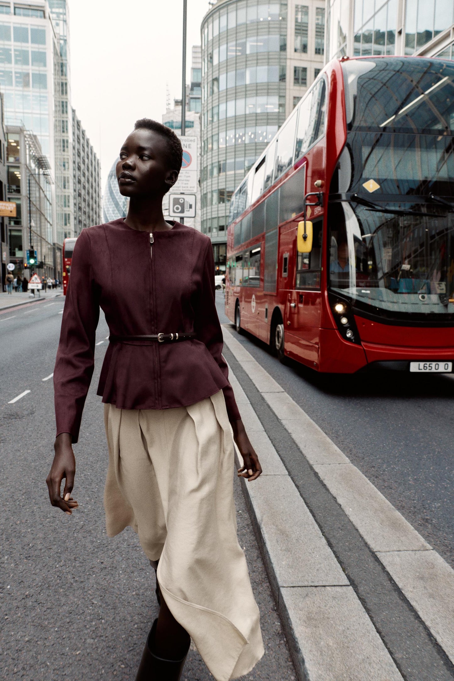 FAUX SUEDE BELTED PEPLUM JACKET
