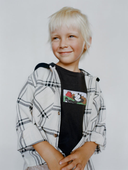 PLAID HOODED FLANNEL SHIRT