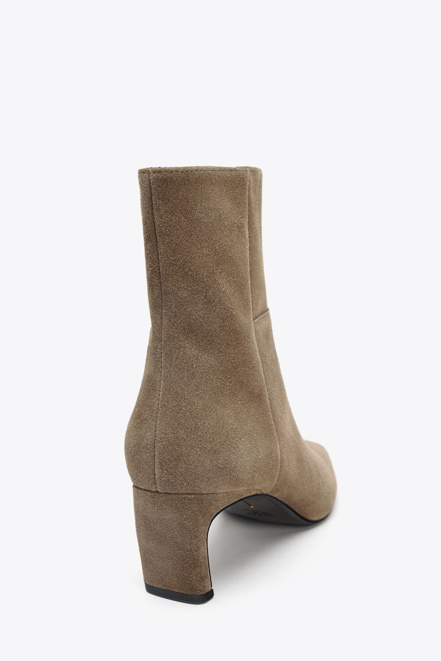 SPLIT LEATHER KITTEN HEEL ANKLE BOOTS