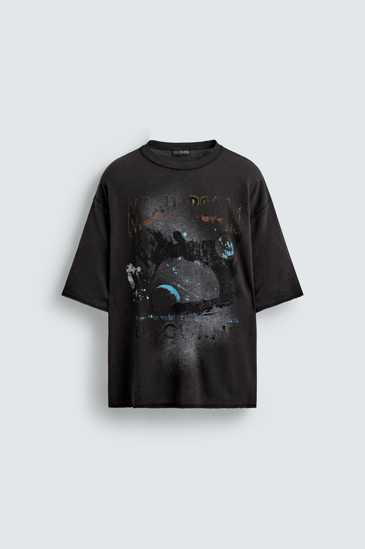 WASHED PRINT KNIT T-SHIRT