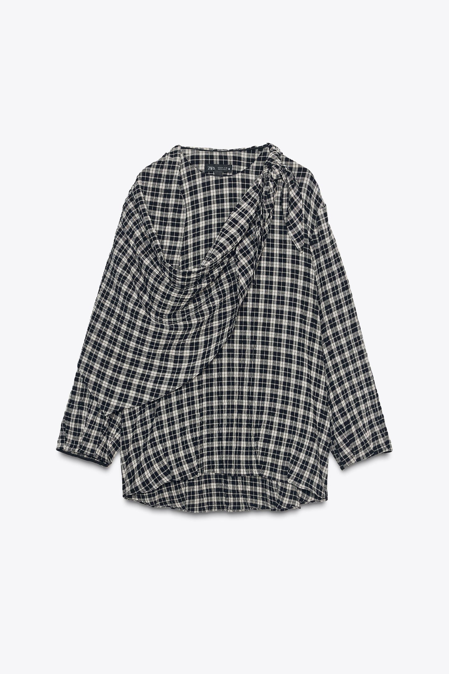 ZW COLLECTION PLAID SCARF SHIRT