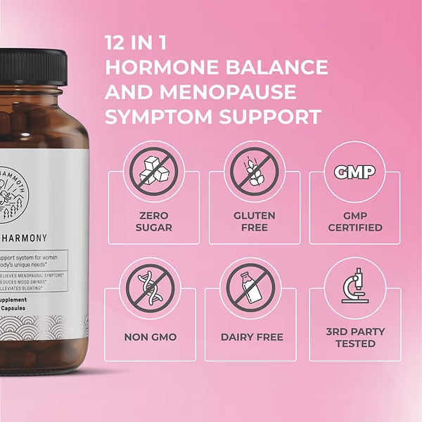 Hormone Harmony for Menopause: Weight Loss Support 72 Vegan Capsules by Happy Mammoth