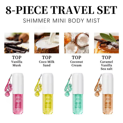 SOLO EN IBIZA 8-Piece Mini Set Body & Hair Fragrance Mist,Travel Size Perfume,Long-Lasting,8 Different Scents,Perfect For Dating,Daily Life,Parties,Gift Giving,1.02 fl oz/30 ml Each Bottle