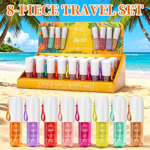 SOLO EN IBIZA 8-Piece Mini Set Body & Hair Fragrance Mist,Travel Size Perfume,Long-Lasting,8 Different Scents,Perfect For Dating,Daily Life,Parties,Gift Giving,1.02 fl oz/30 ml Each Bottle