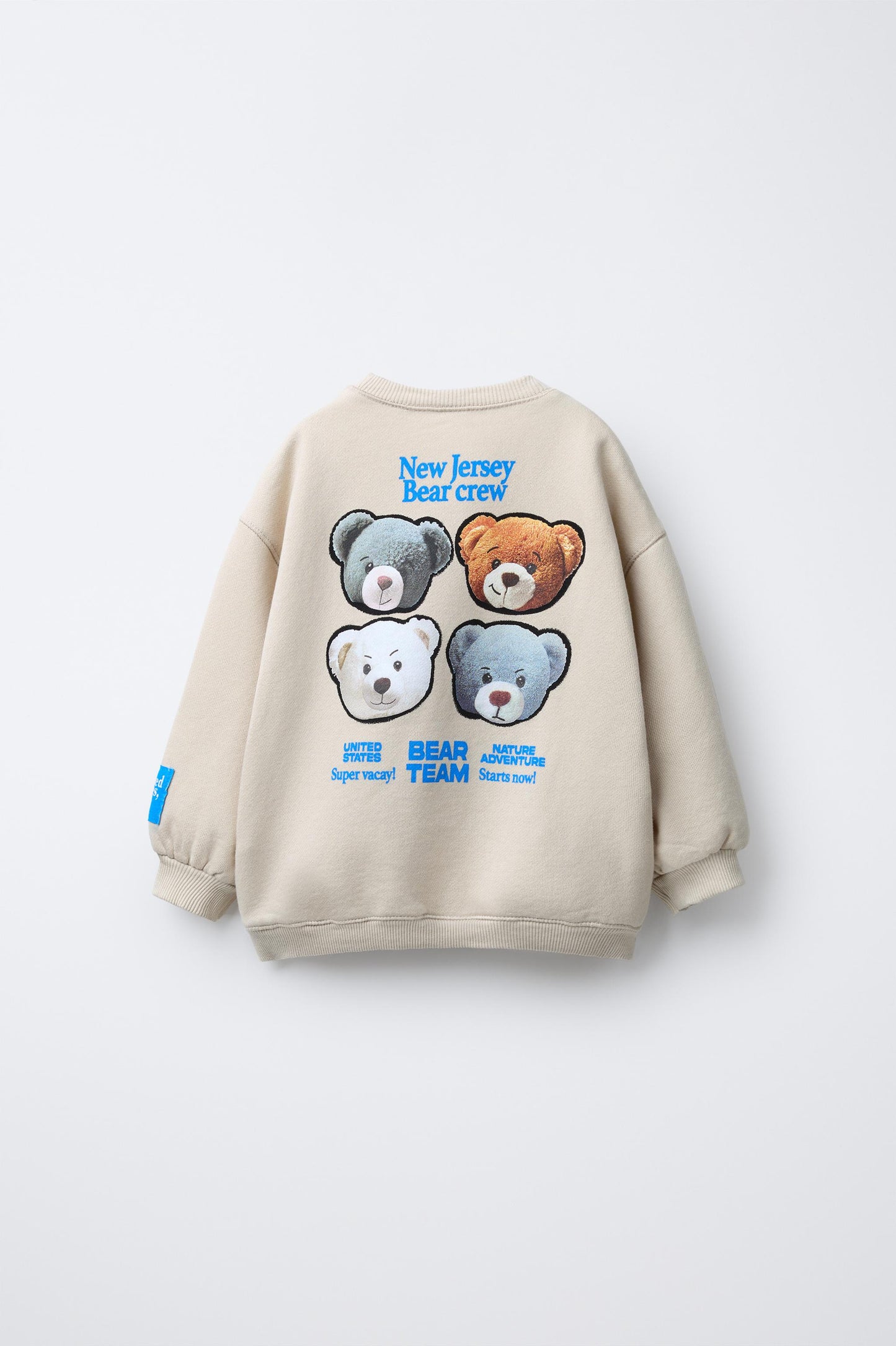 BEAR PRINT AND EMBROIDERED TEXT SWEATSHIRT