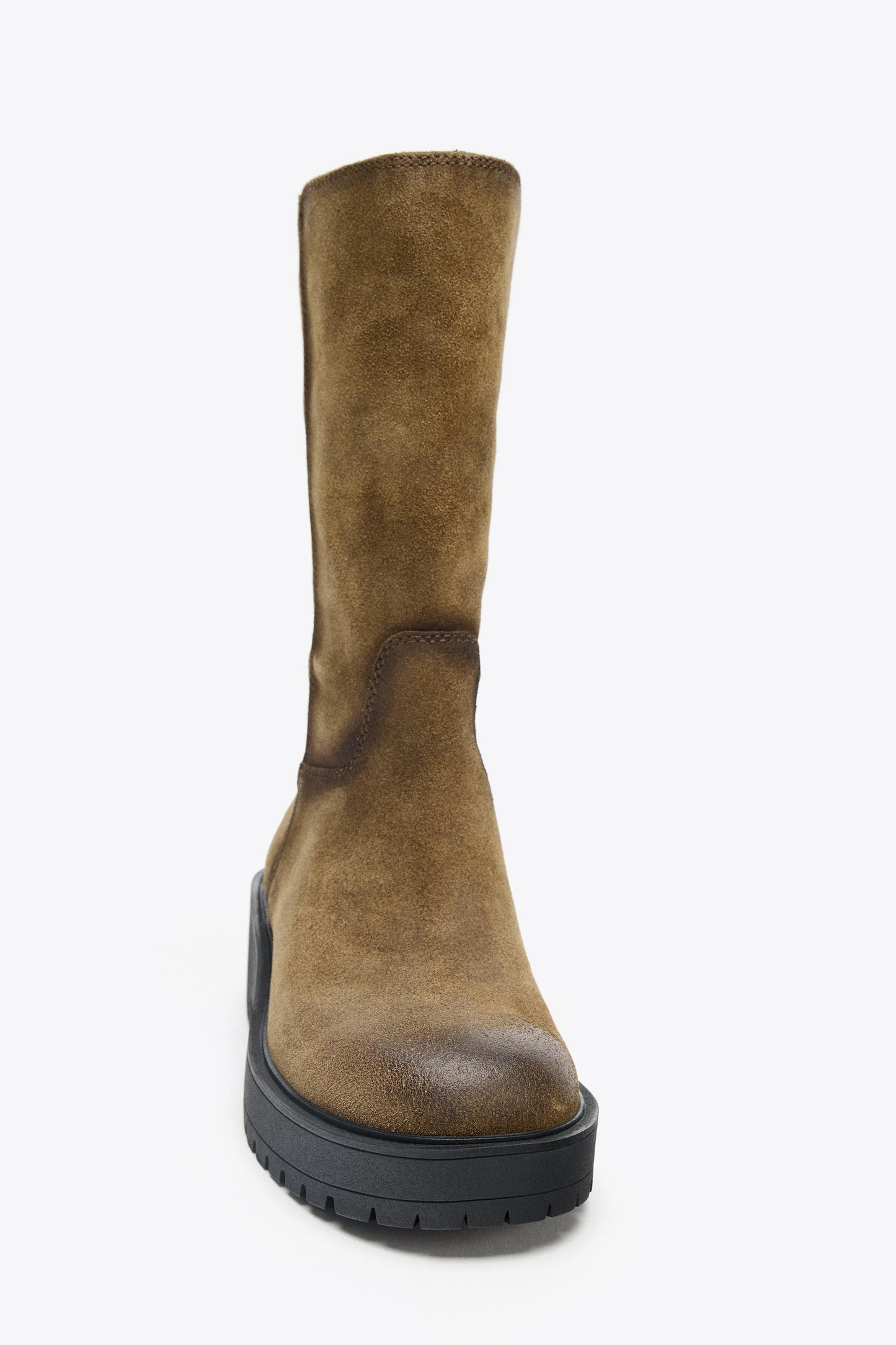 DISTRESSED EFFECT SPLIT LEATHER ANKLE BOOTS