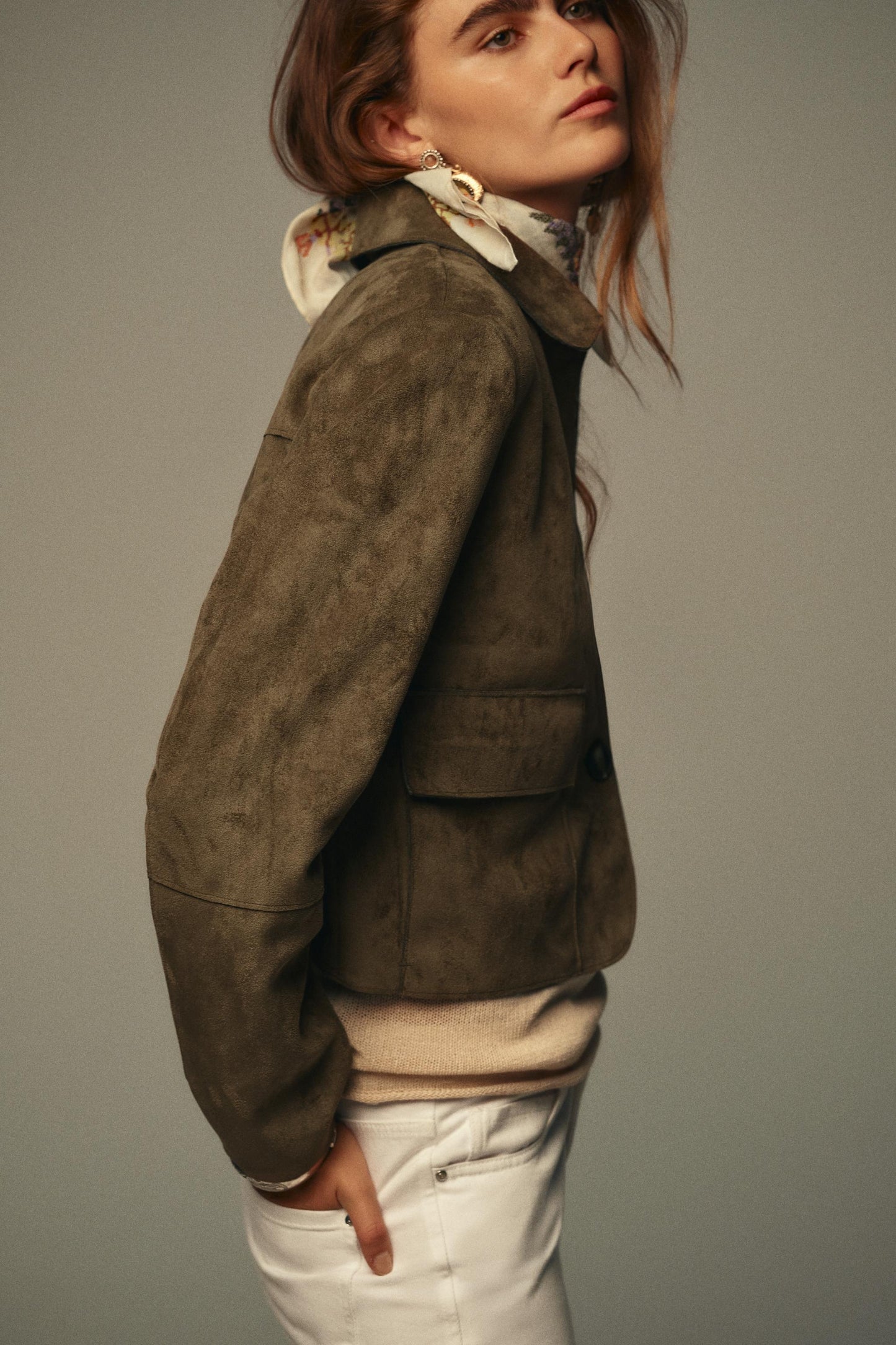 FAUX SUEDE CROPPED JACKET