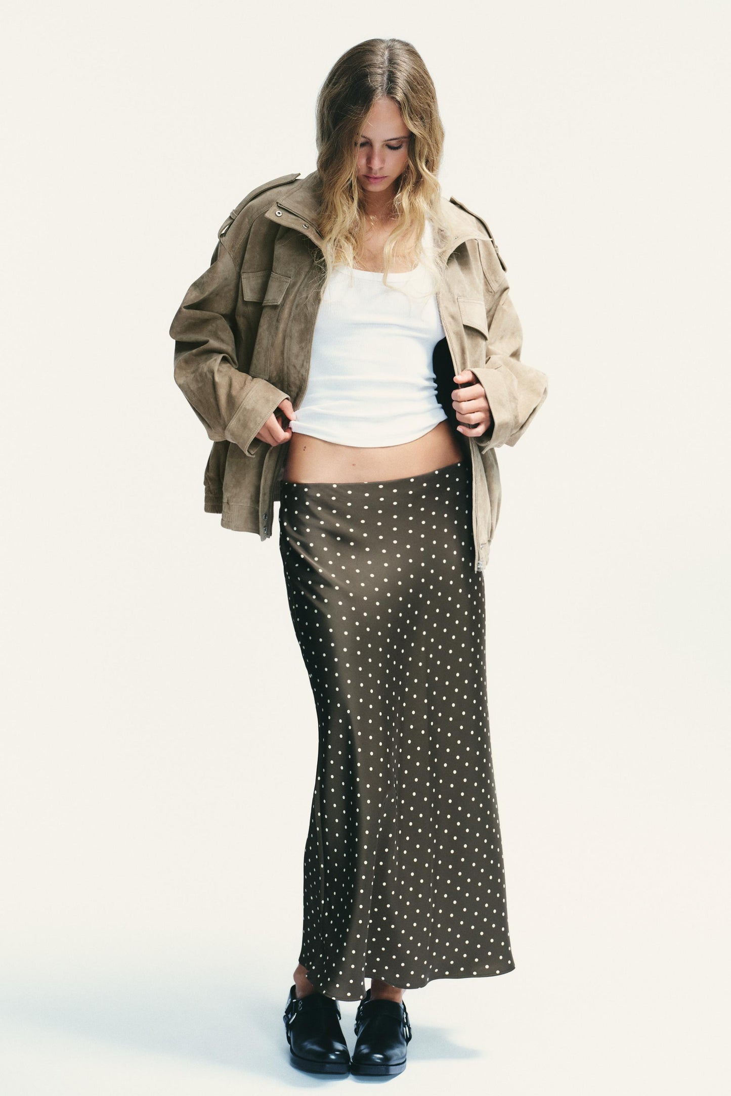 SATIN MIDI SKIRT