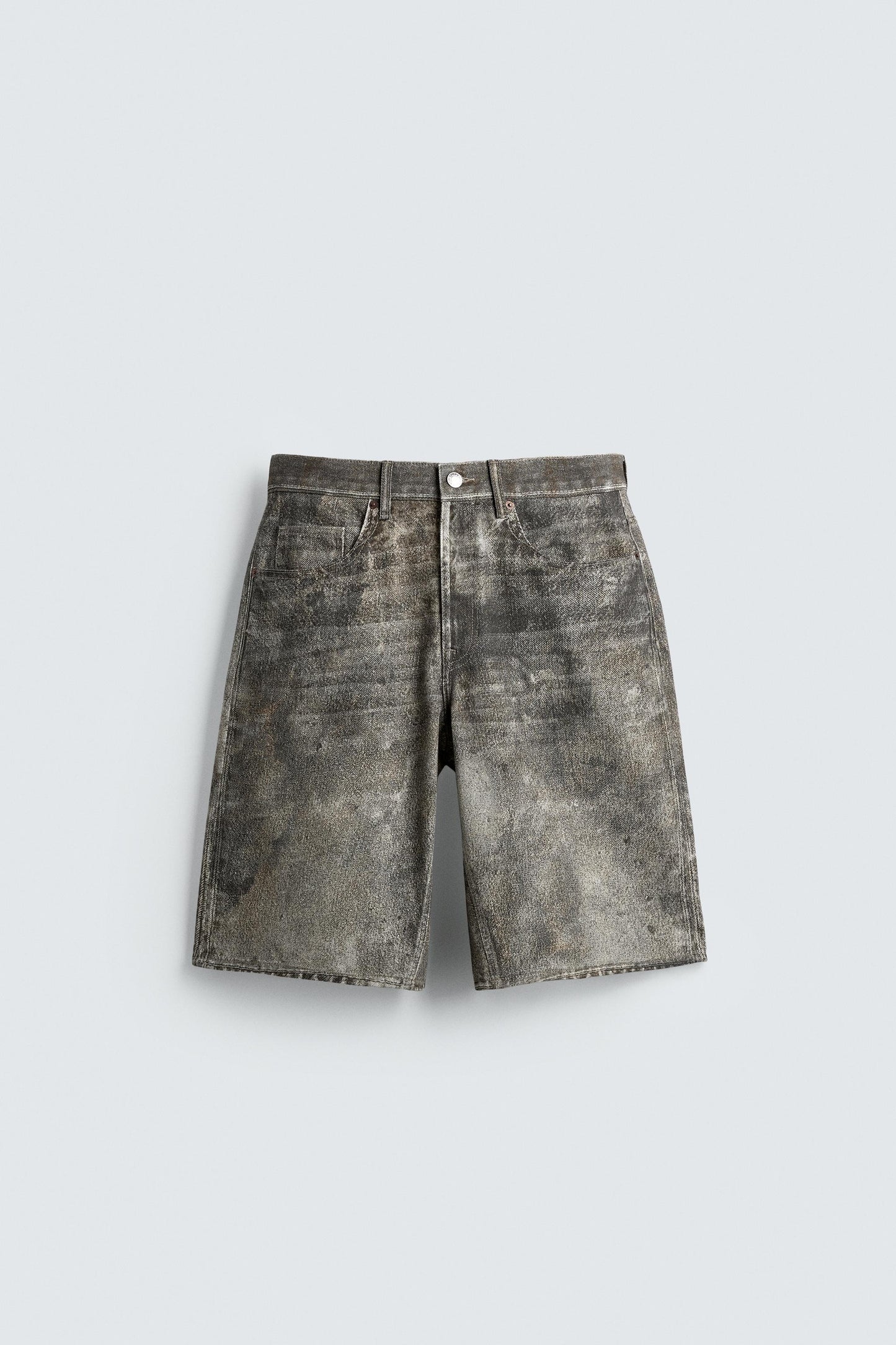 ABSTRACT PRINT BAGGY FIT DENIM SHORTS