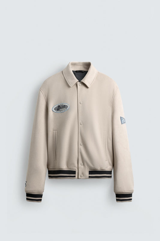 FAUX SUEDE PATCH EMBROIDERED JACKET