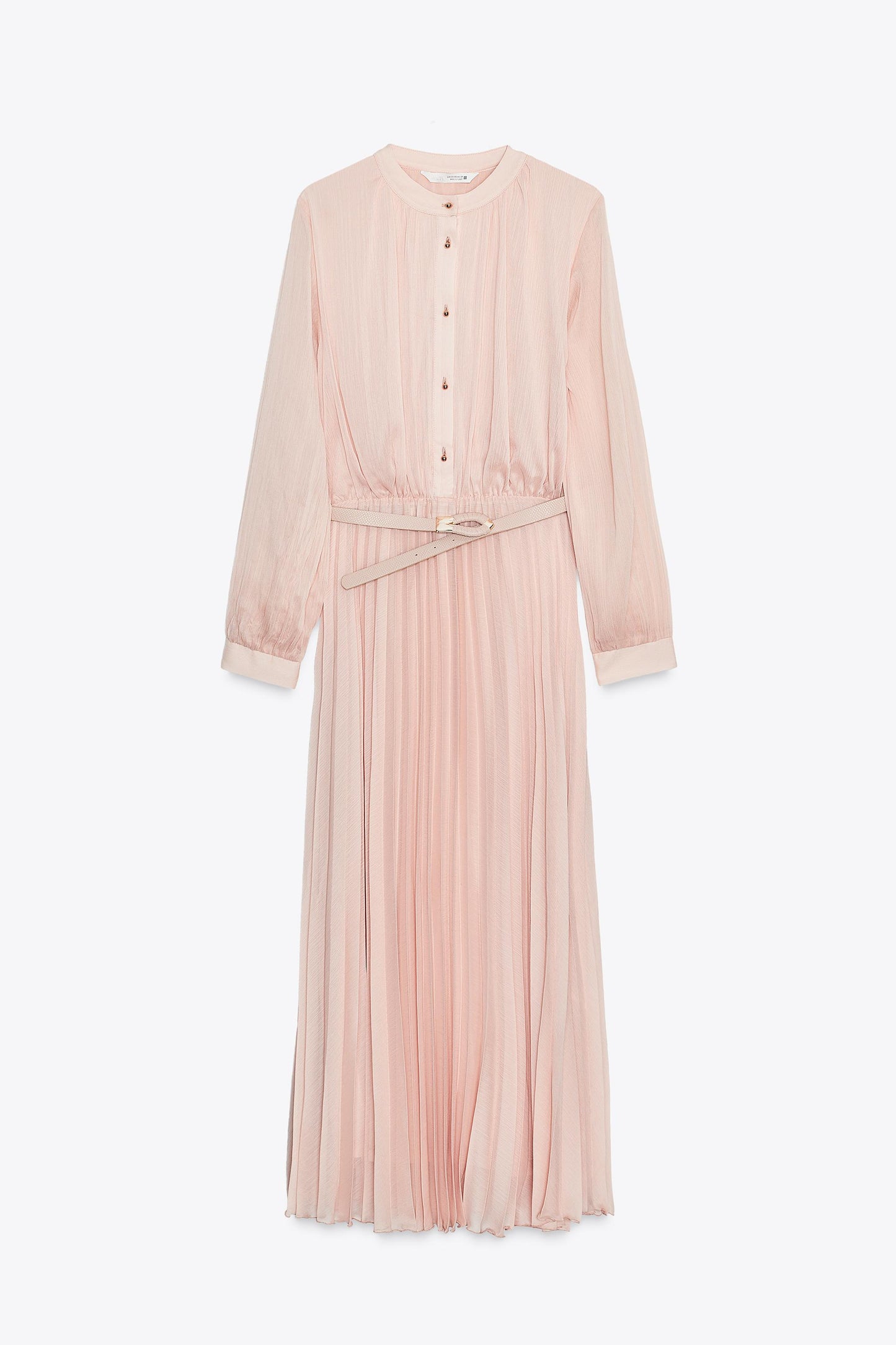 BELTED PLEATED MIDI DRESS