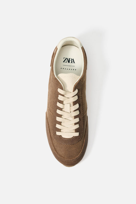 CONTRAST LEATHER SNEAKERS