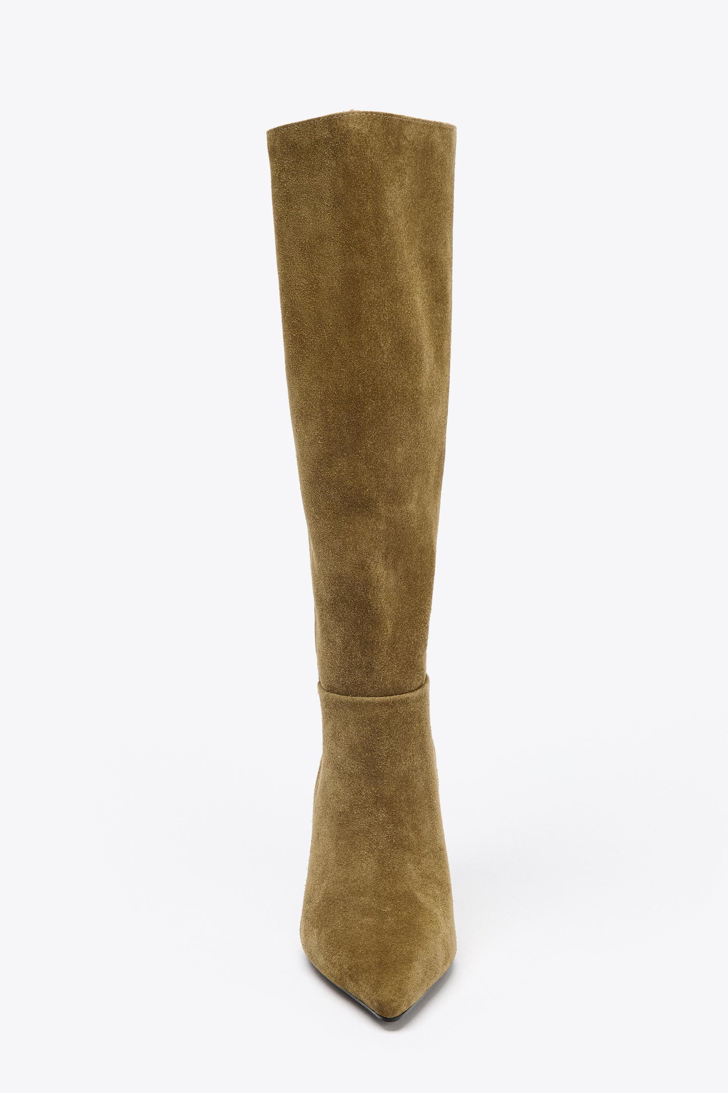 SPLIT LEATHER KITTEN HEEL BOOTS