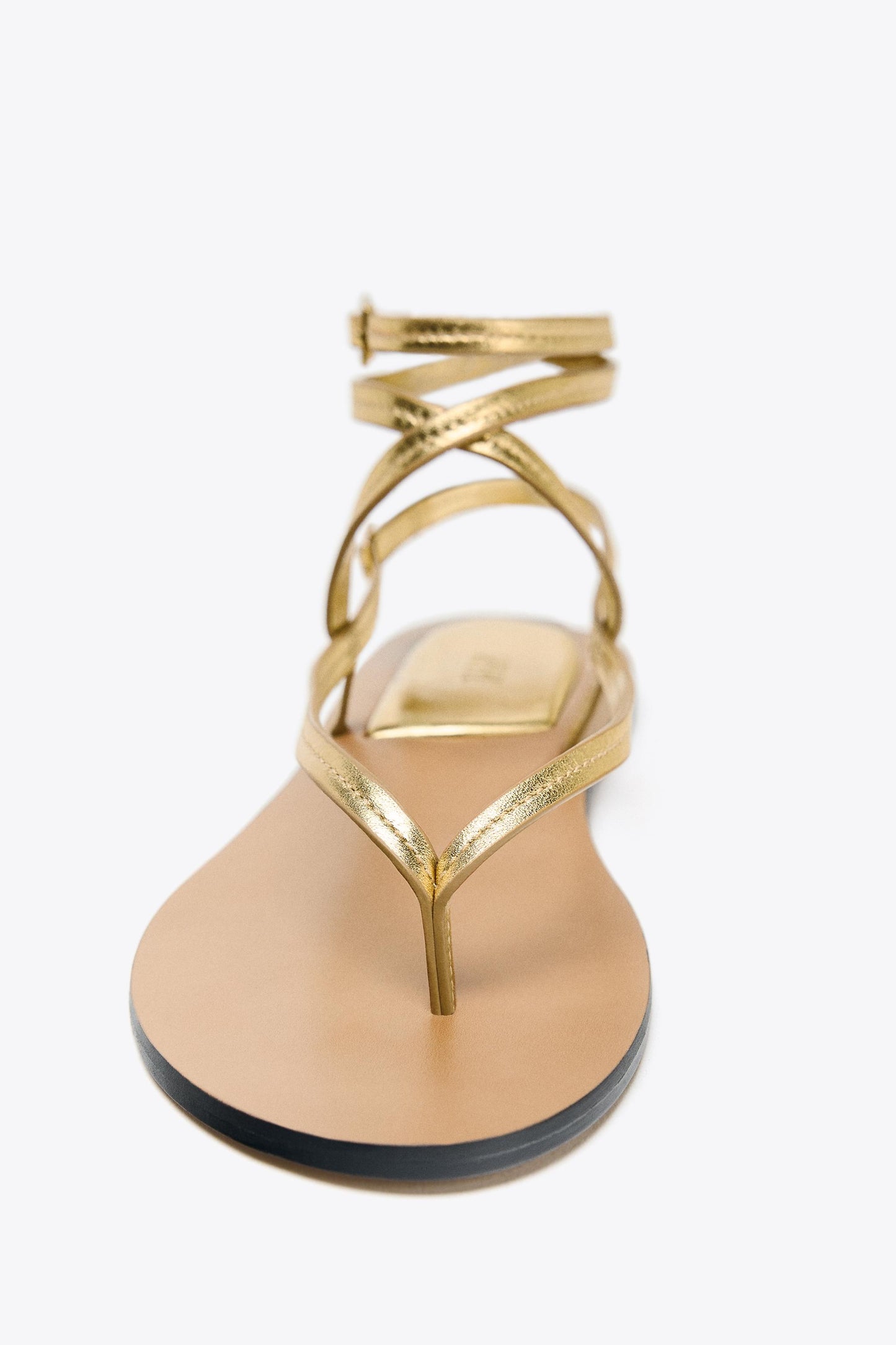 METALLIC EFFECT STRAPPY LEATHER SANDALS