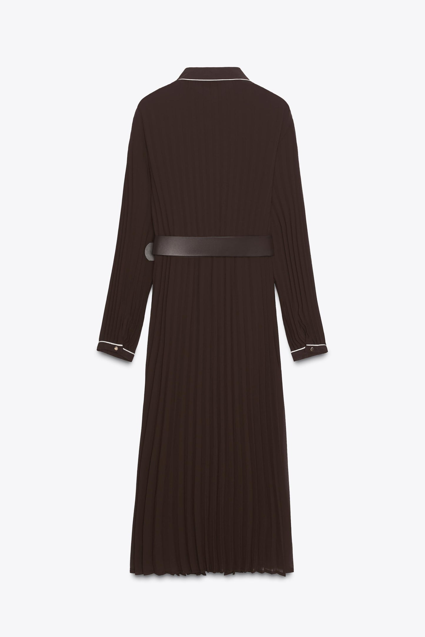 BELTED PLEATED MIDI DRESS