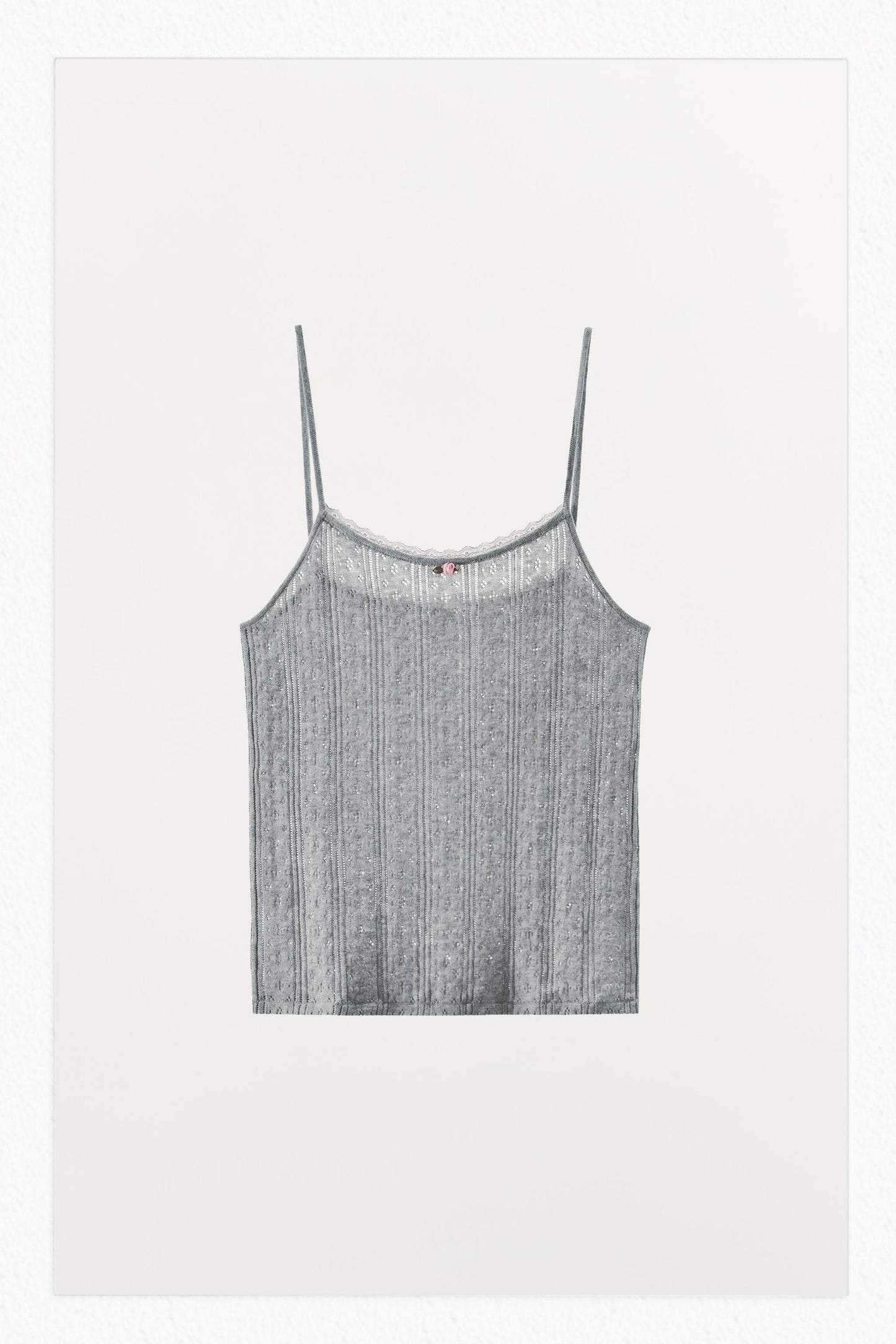 POINTELLE FLORAL STRAP TOP