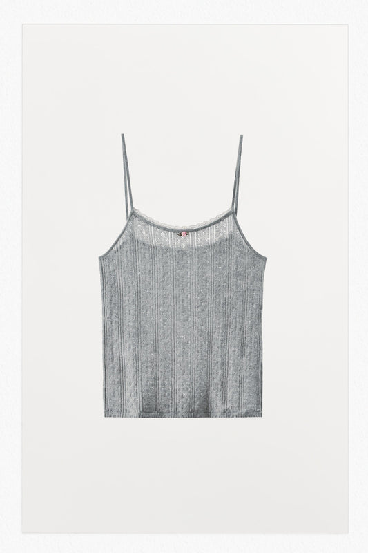 POINTELLE FLORAL STRAP TOP