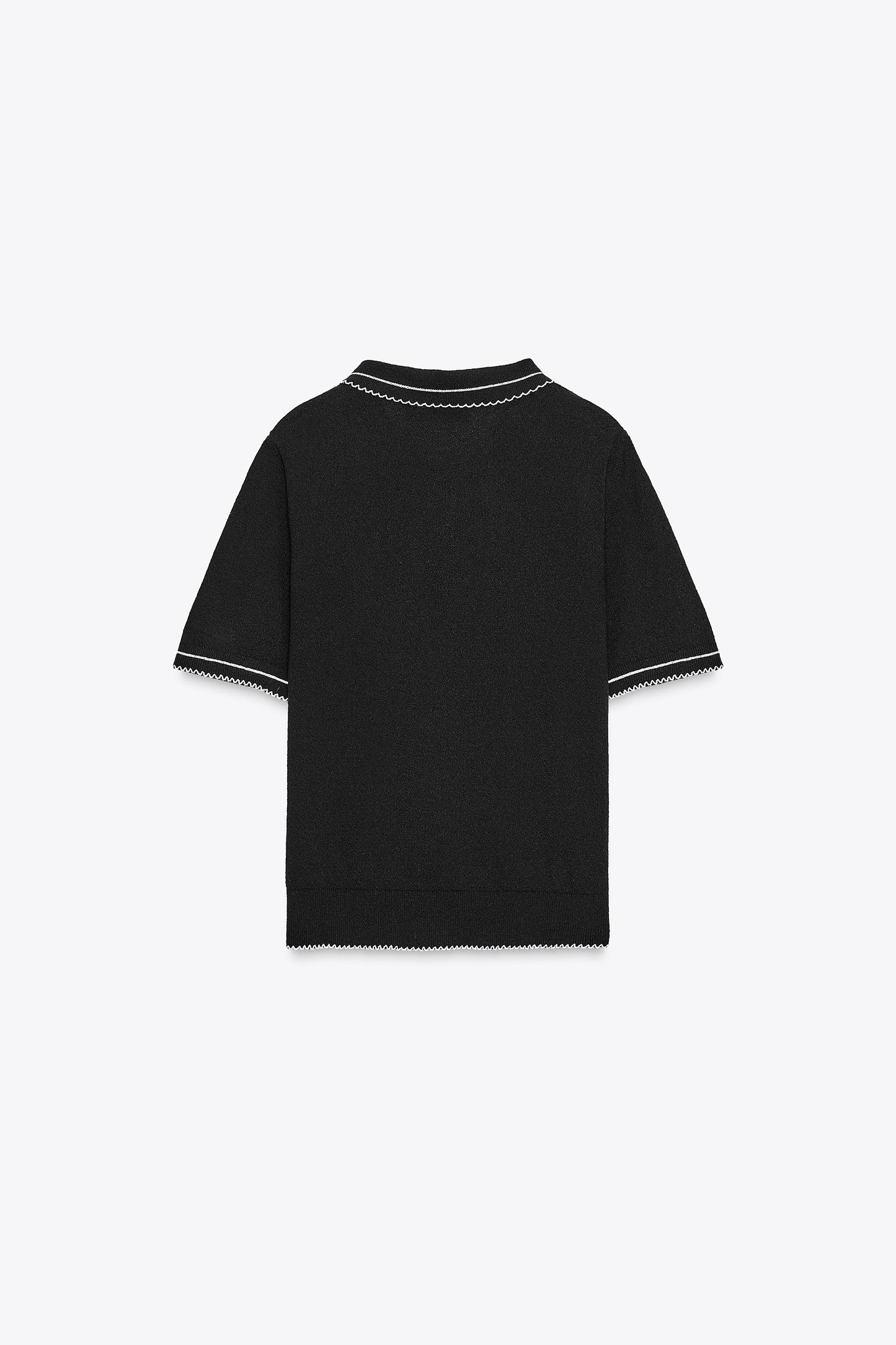 CONTRAST STITCH KNIT POLO TOP