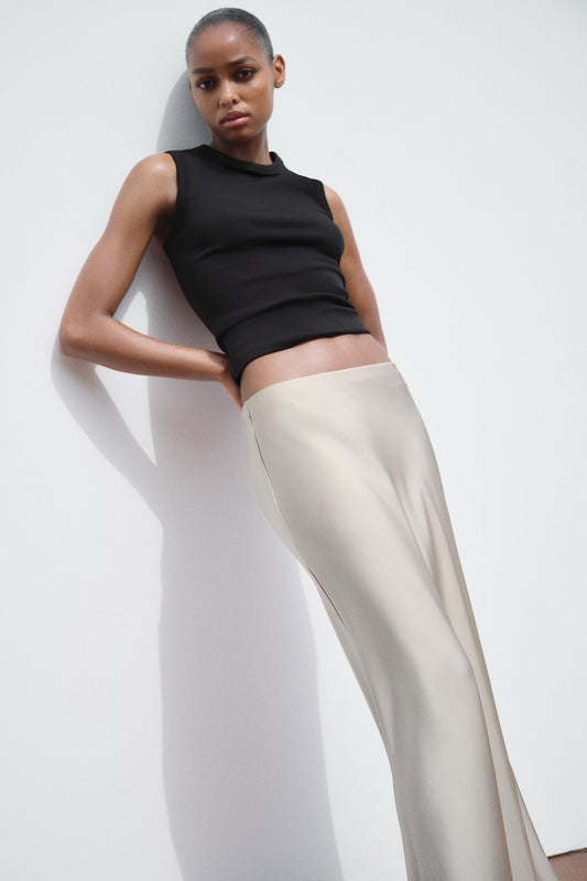 SATIN MIDI SKIRT