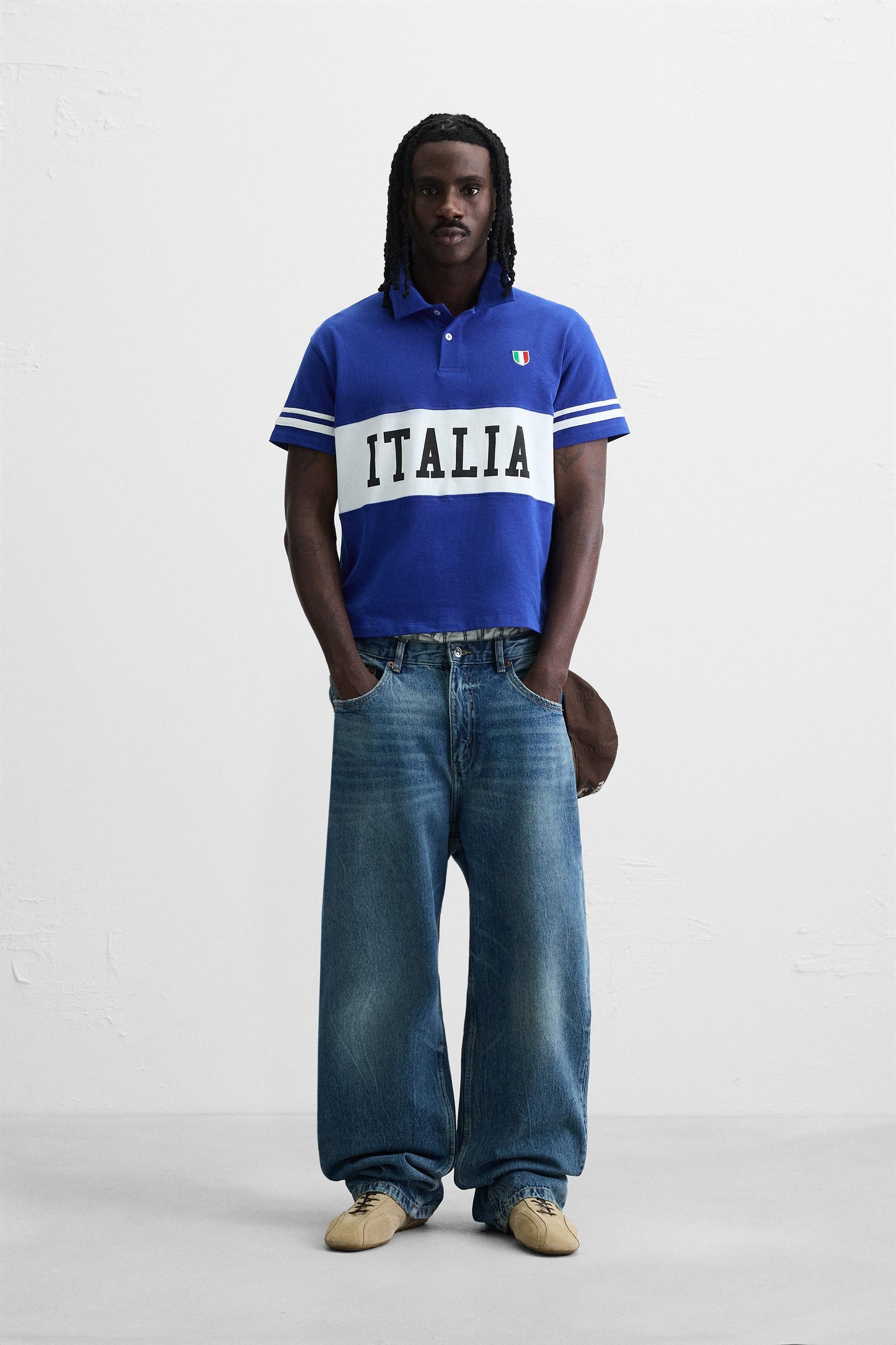 COLOR BLOCK FLAG POLO SHIRT