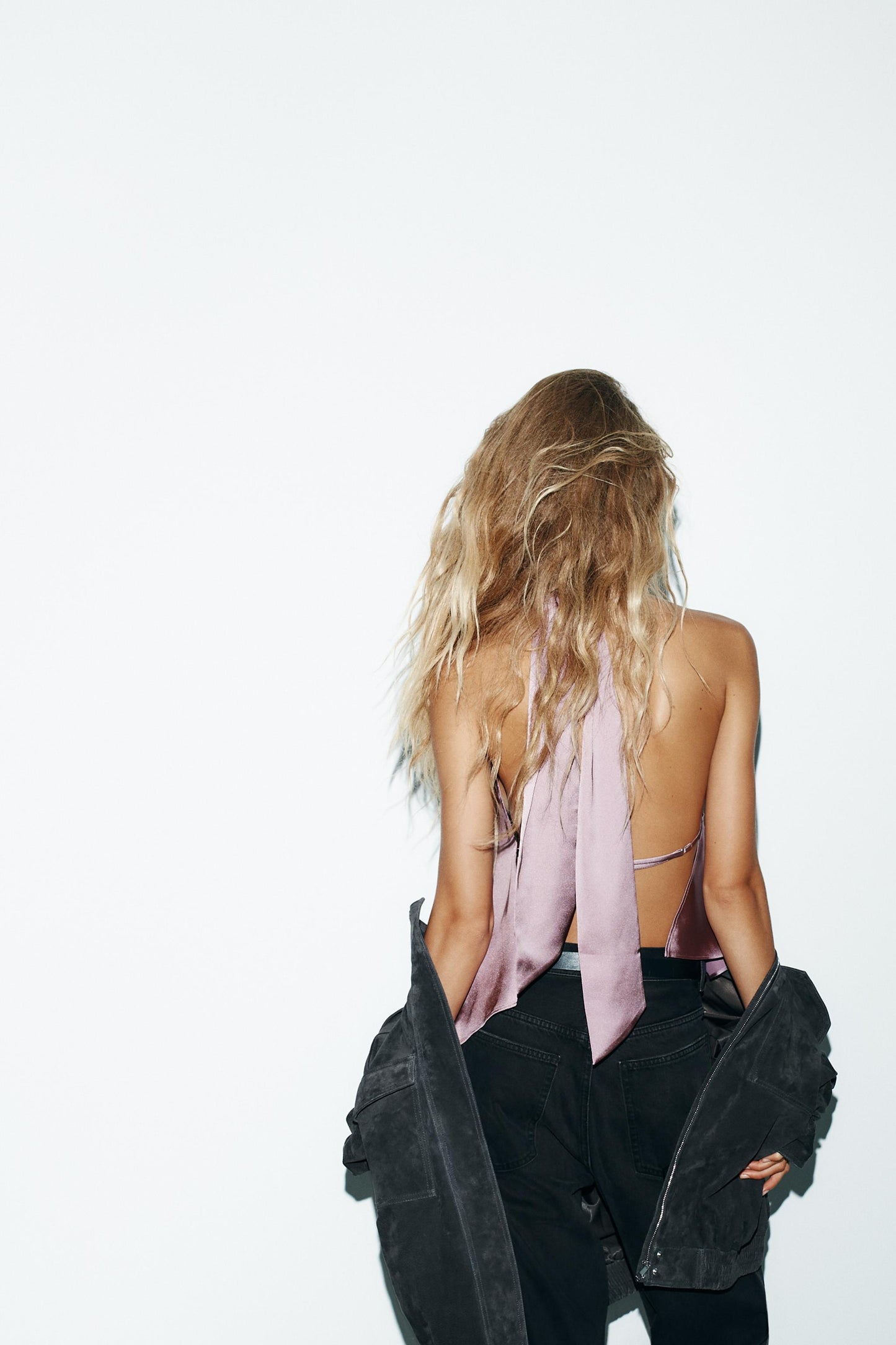 SATIN HALTER TOP