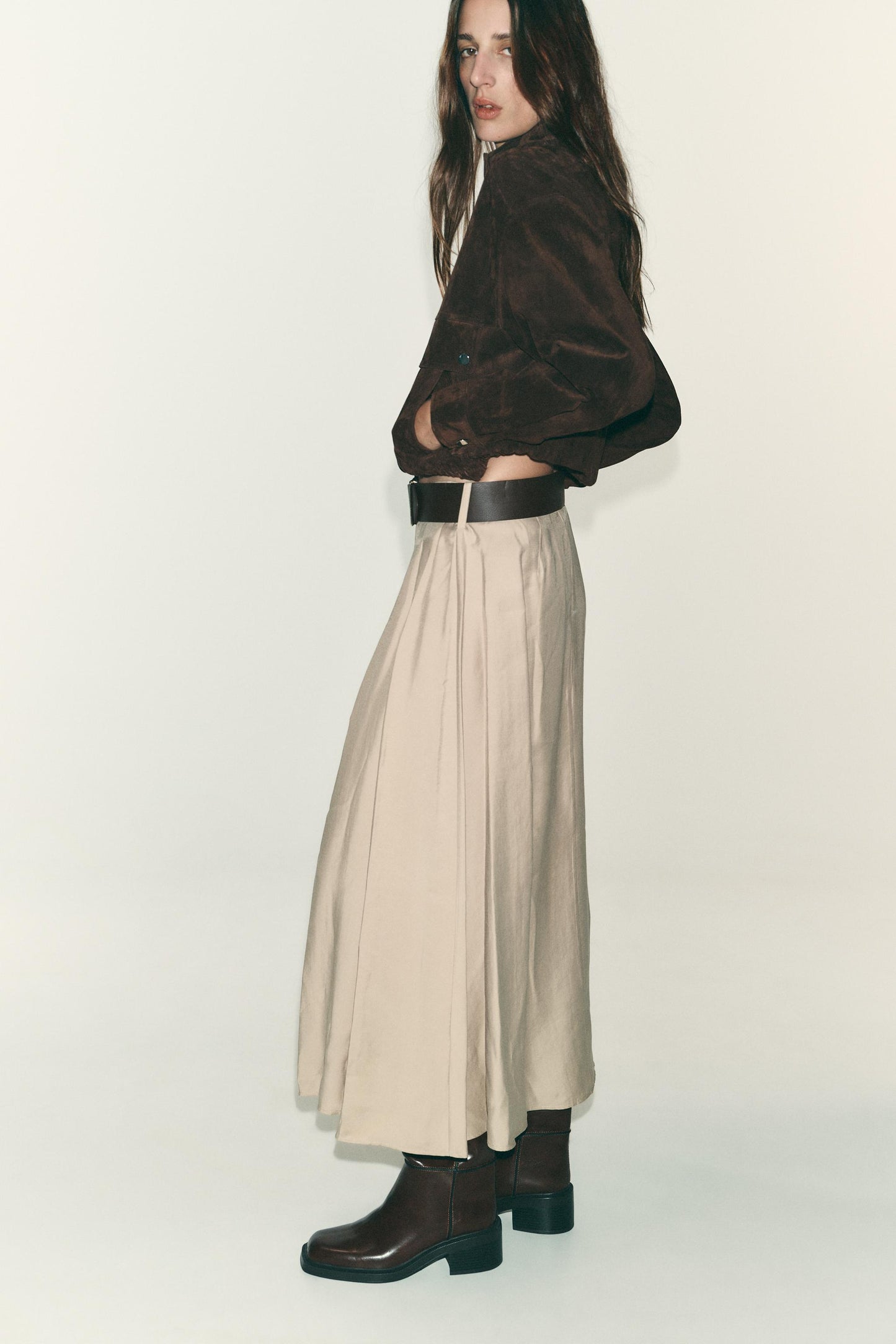BELTED MIDI SKIRT