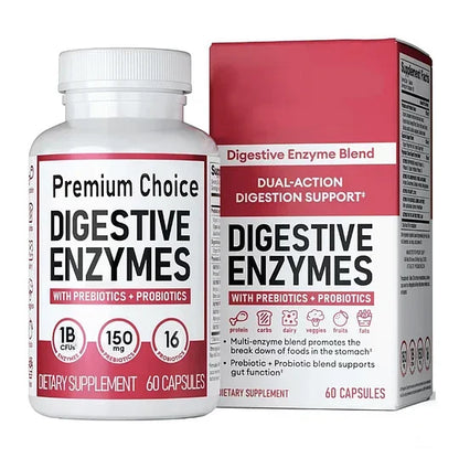 Digestive Enzymes 60ct + 60B Probiotic 30ct | Value Digestive Bundle by Physician's Choice
