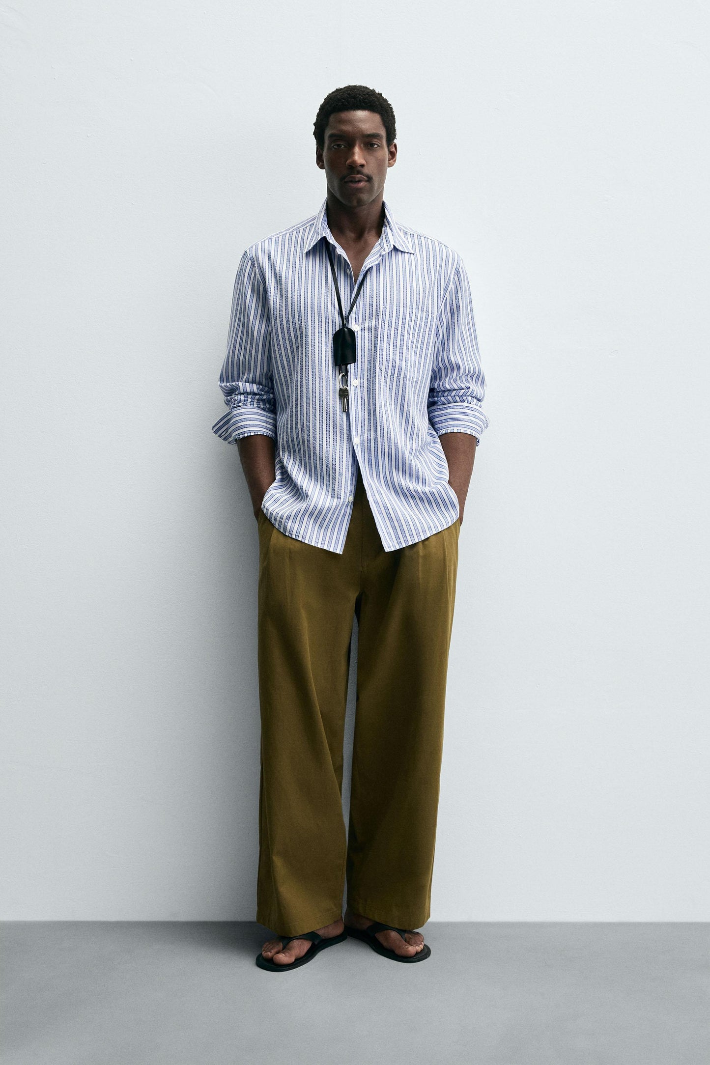 WRINKLED EFFECT STRIPED SHIRT
