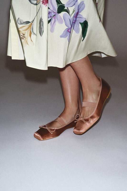 SATIN BOW BALLET FLATS