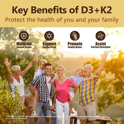 Deal Supplement Vitamin D3 & K2 250 Veggie Softgels 5000 IU D3 100mcg K2 MK7 Supports Healthy Bones Teeth Heart & Immune System Calcium Supplement