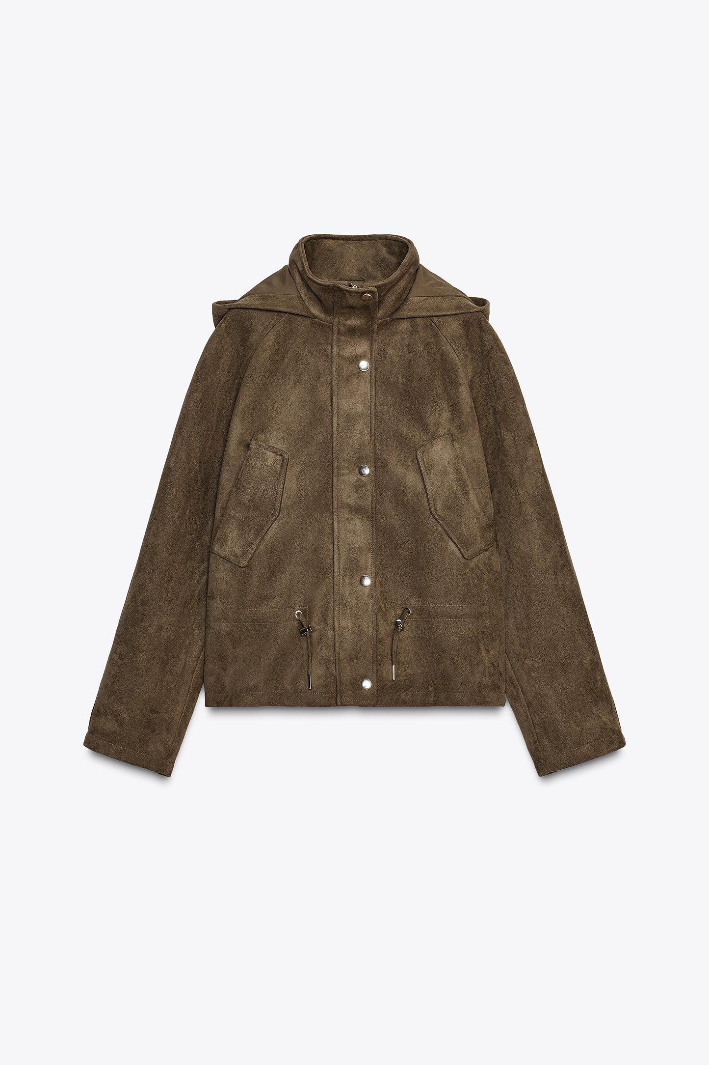 FAUX SUEDE JACKET WITH HOODIE