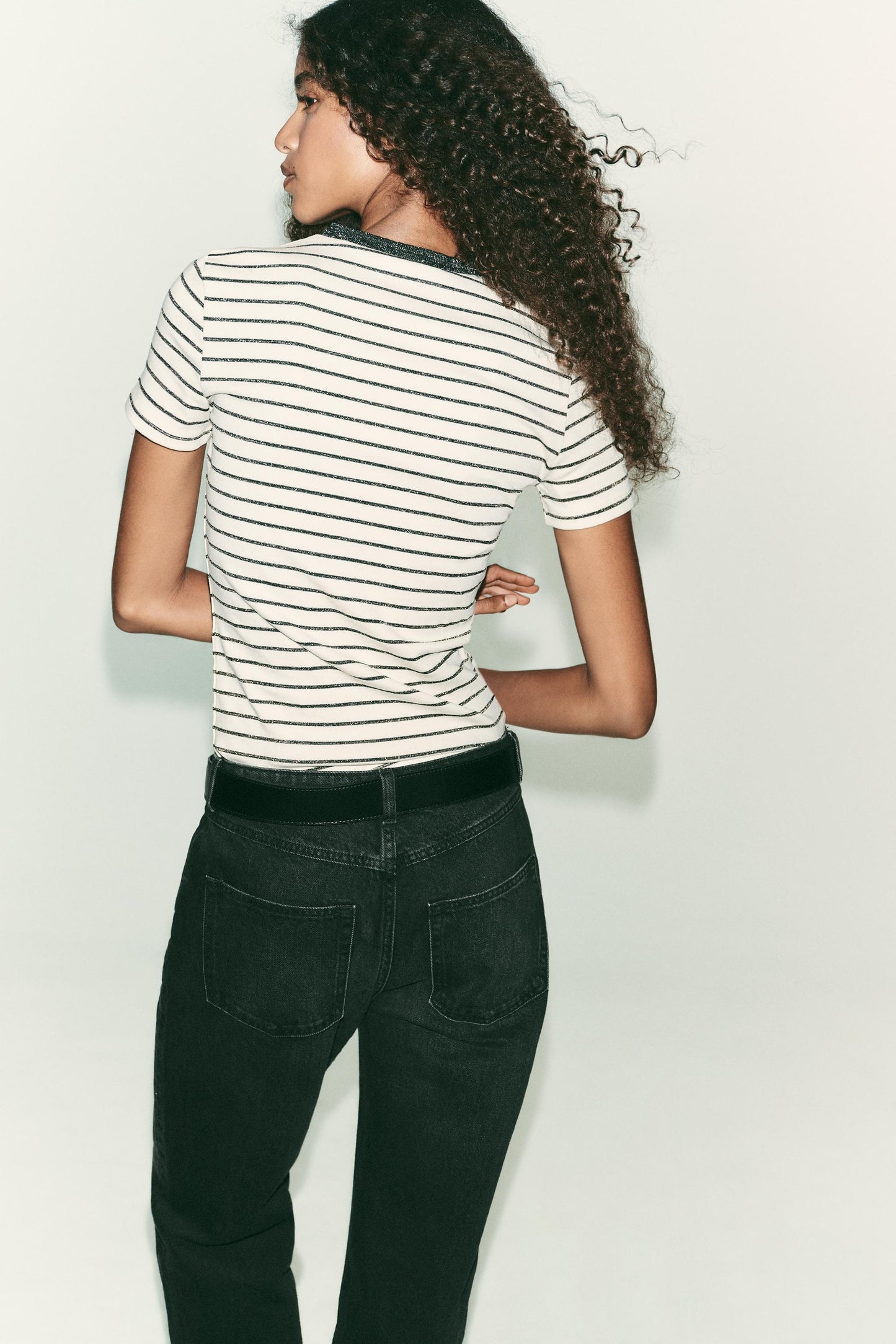 METALLIC THREAD KNIT T-SHIRT
