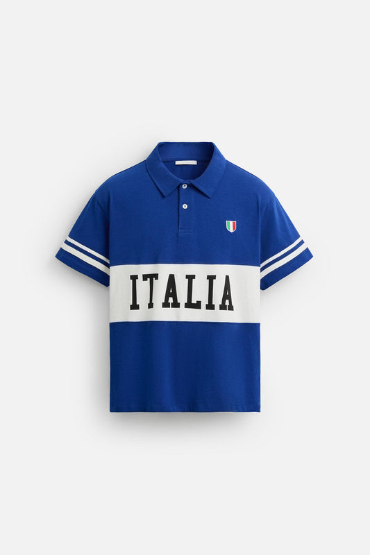 COLOR BLOCK FLAG POLO SHIRT