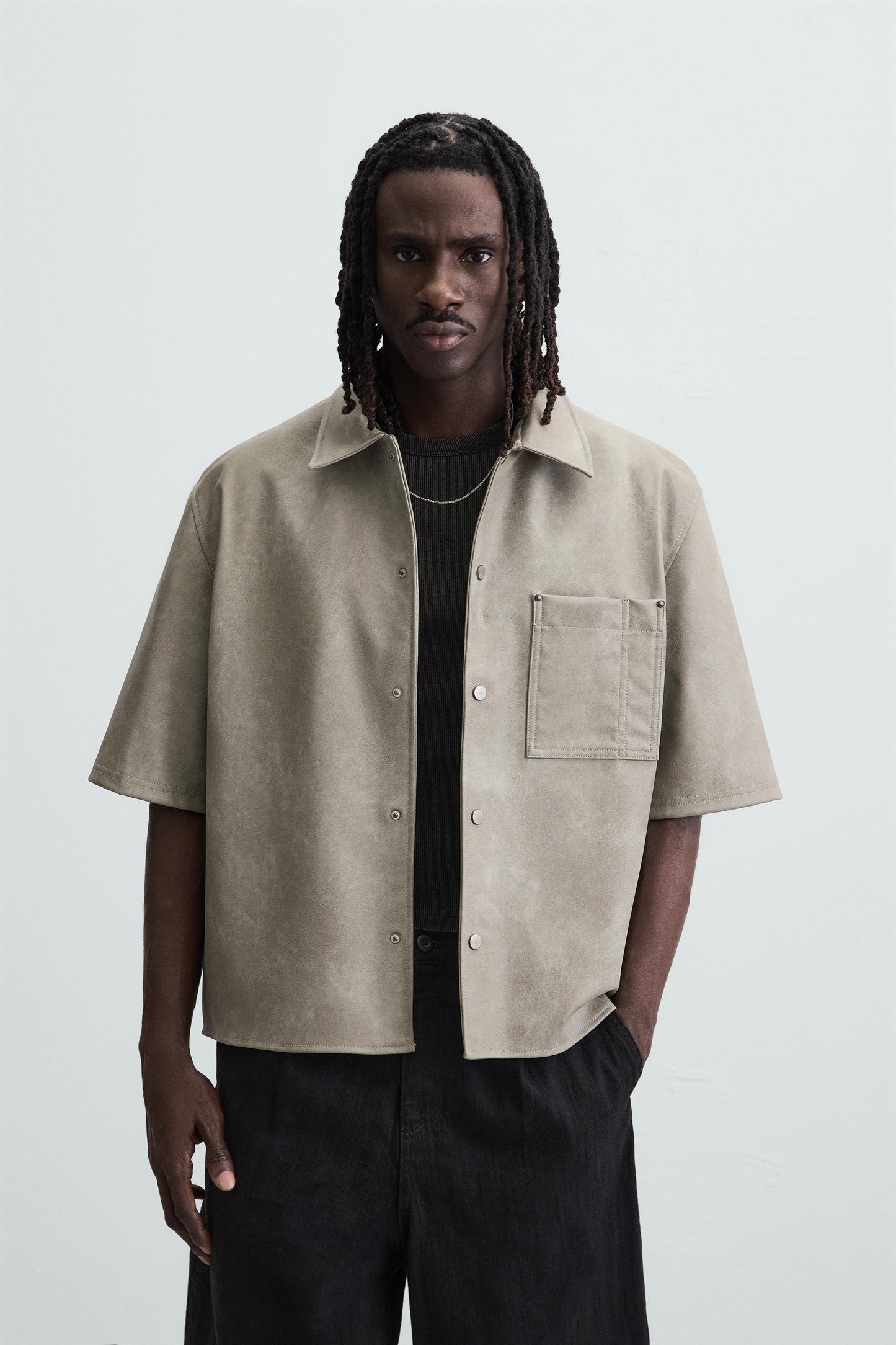 FAUX LEATHER OVERSHIRT