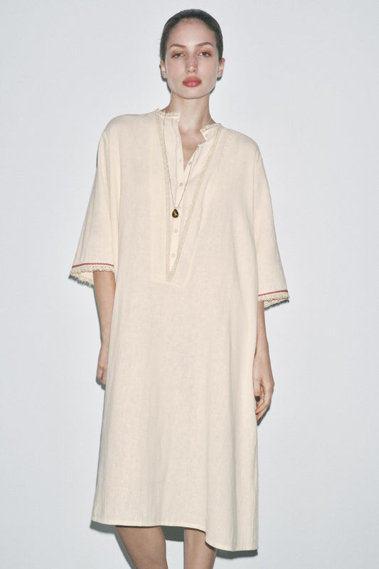 LIMITED EDITION CONTRAST LINEN KAFTAN