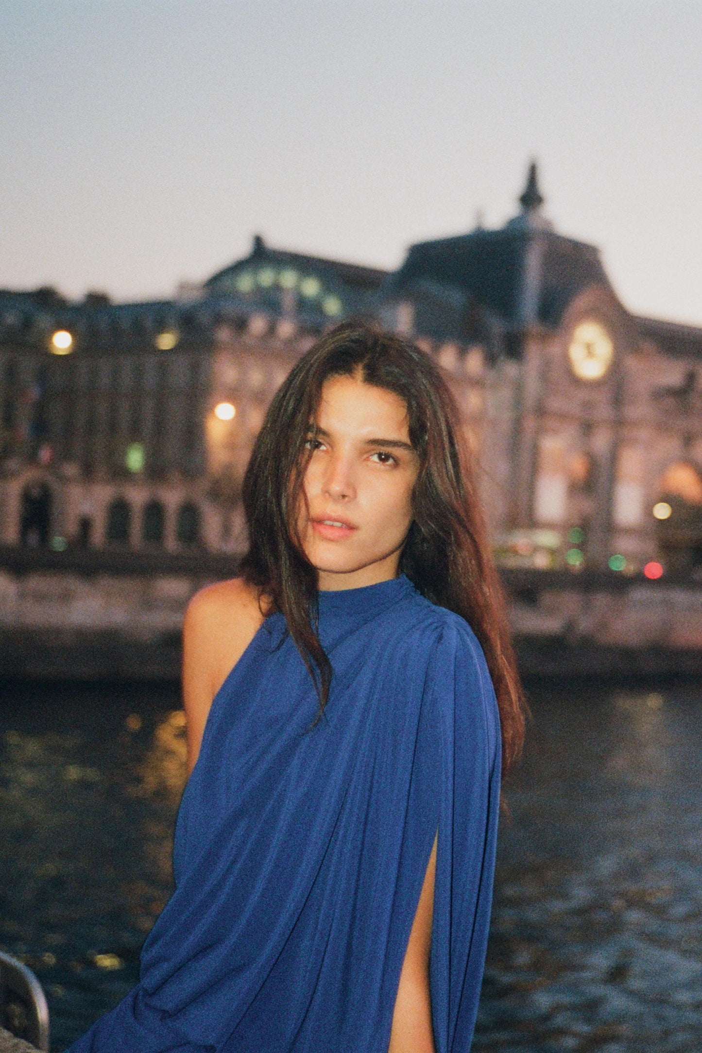 DRAPED CAPE DRESS