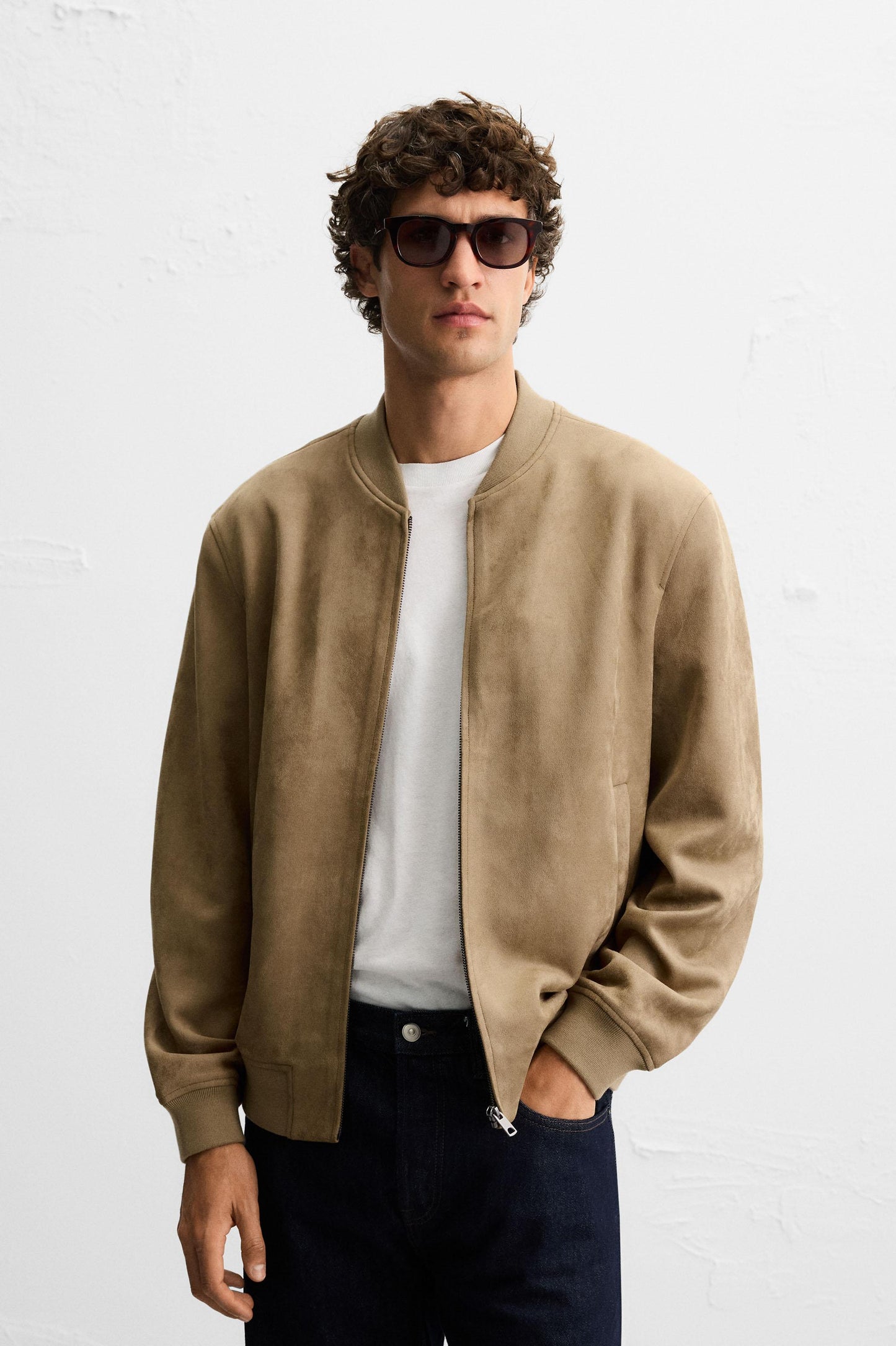 FAUX SUEDE BOMBER JACKET
