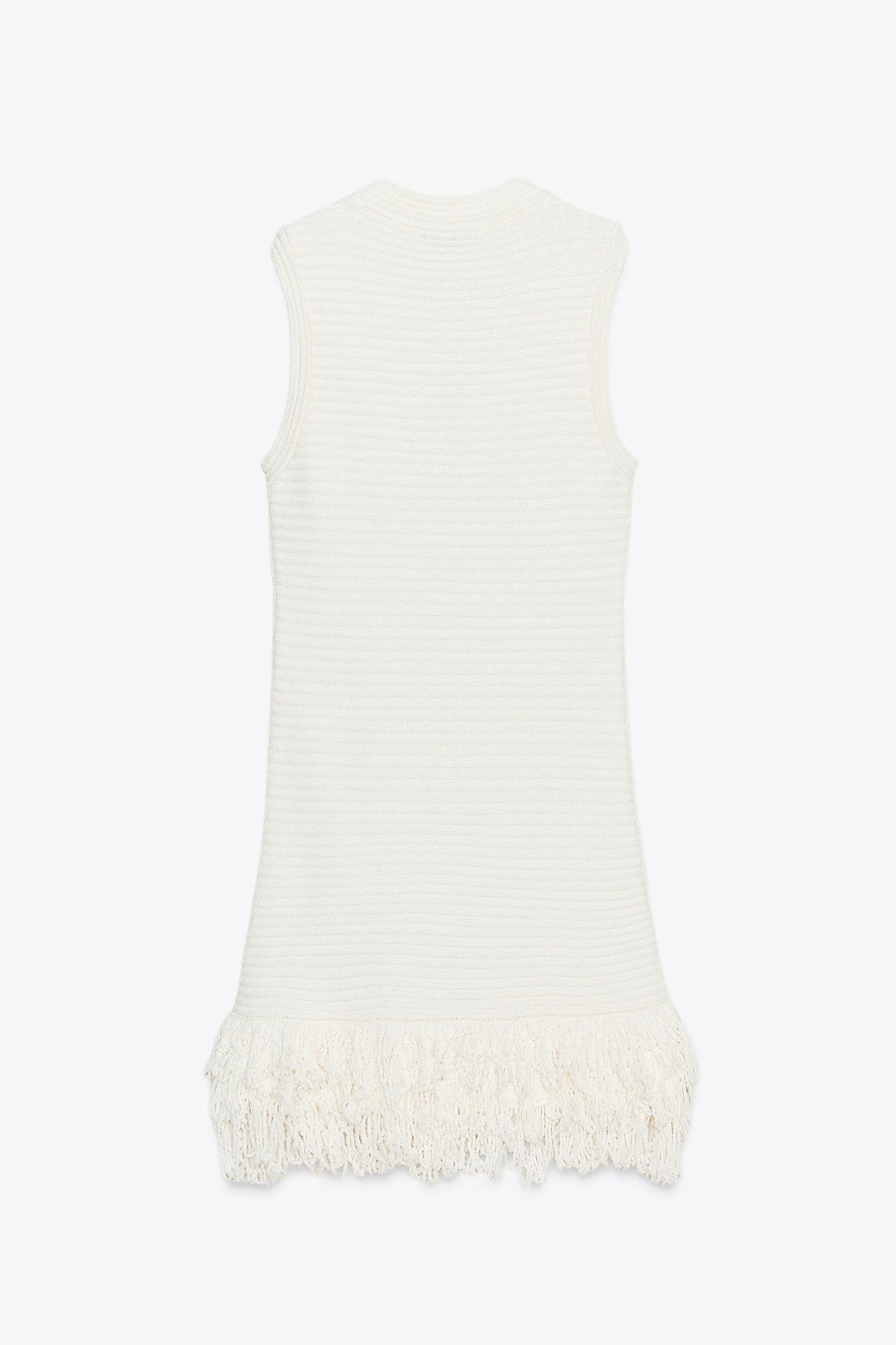 CHECKERED KNIT DRESS WITH FRINGE