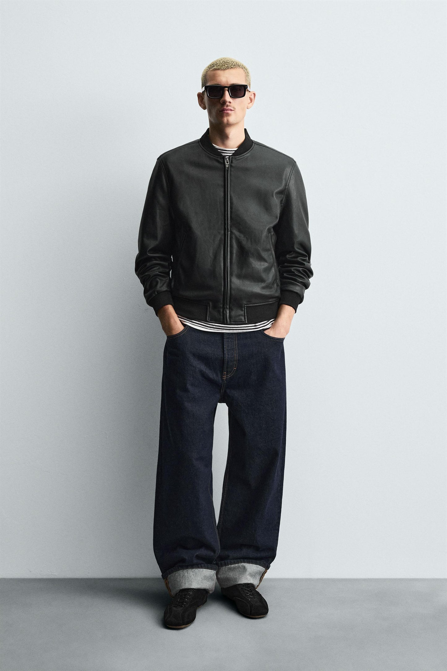 FAUX LEATHER BOMBER JACKET