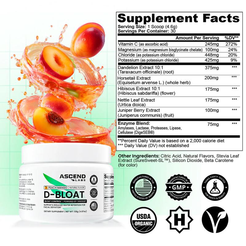 D-BLOAT Daily Debloat Powder - 30 Servings - Natural Bloating Relief & Water Retention Support - Dietary Supplement-Shop