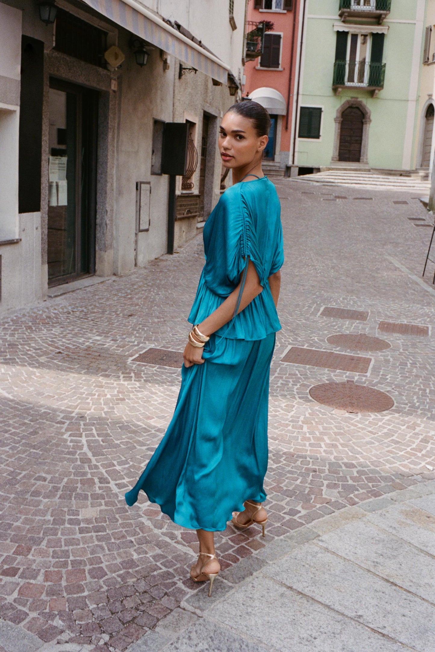 SATIN MIDI SKIRT