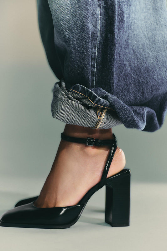 SQUARE TOE SLINGBACK HEELS