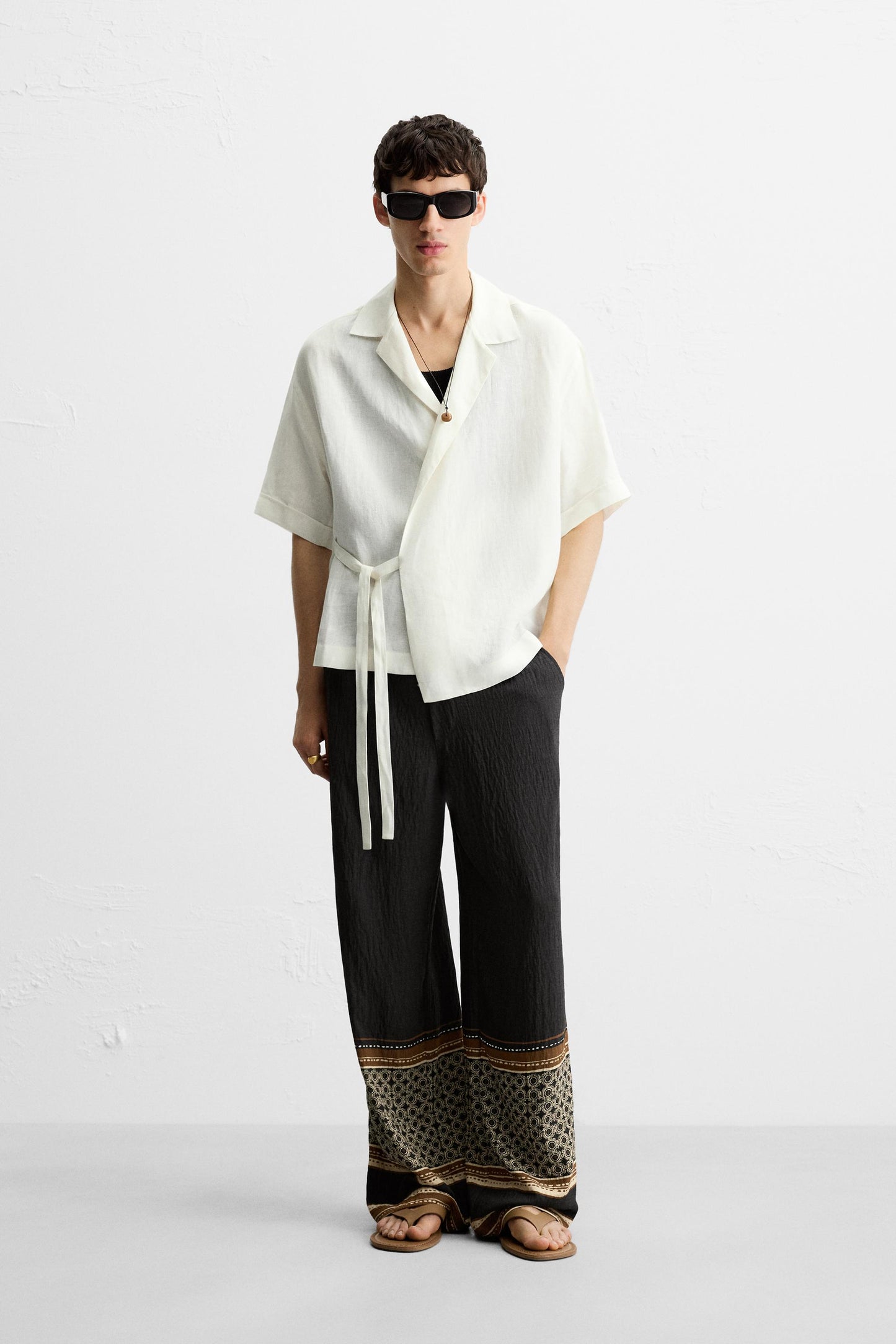 100% LINEN TIE SHIRT