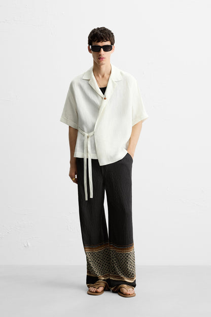 100% LINEN TIE SHIRT