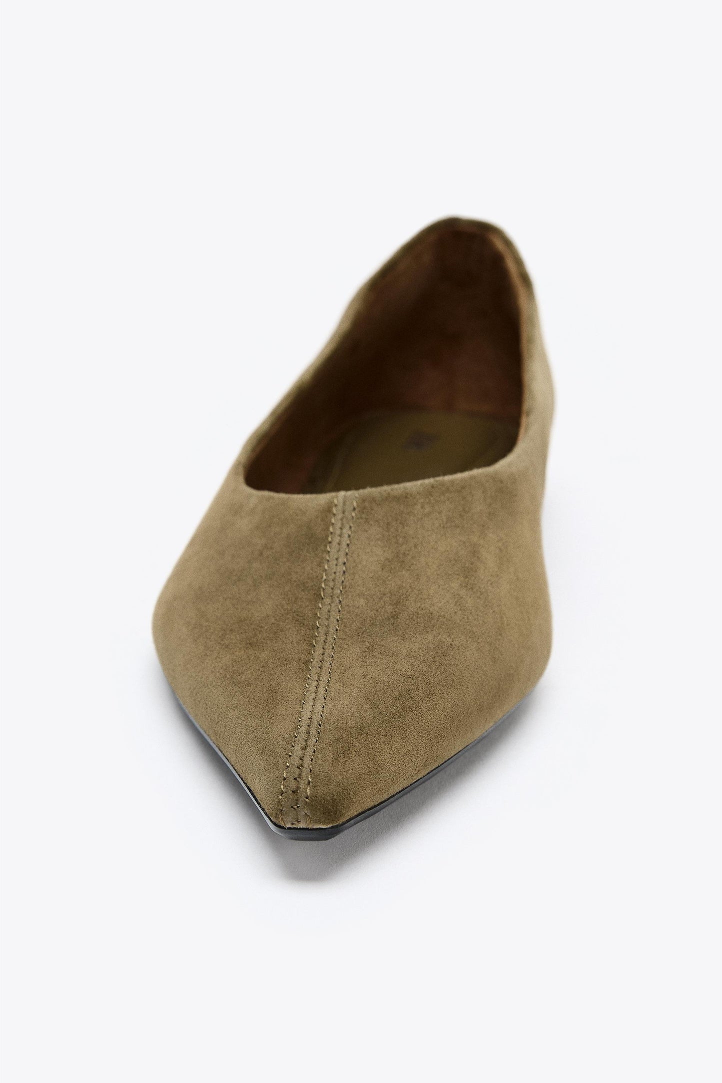 SPLIT LEATHER POINTED TOE BALLET FLATS