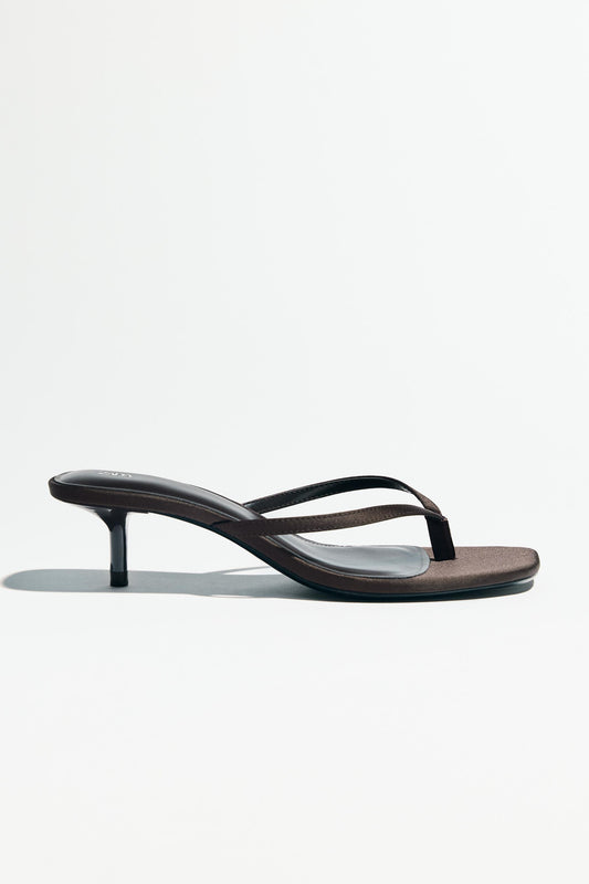SATIN KITTEN HEEL SANDALS